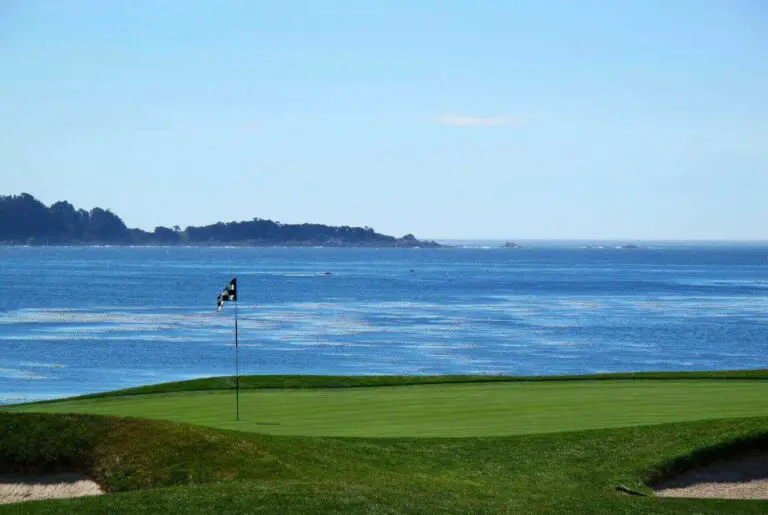 A golf hole near water
