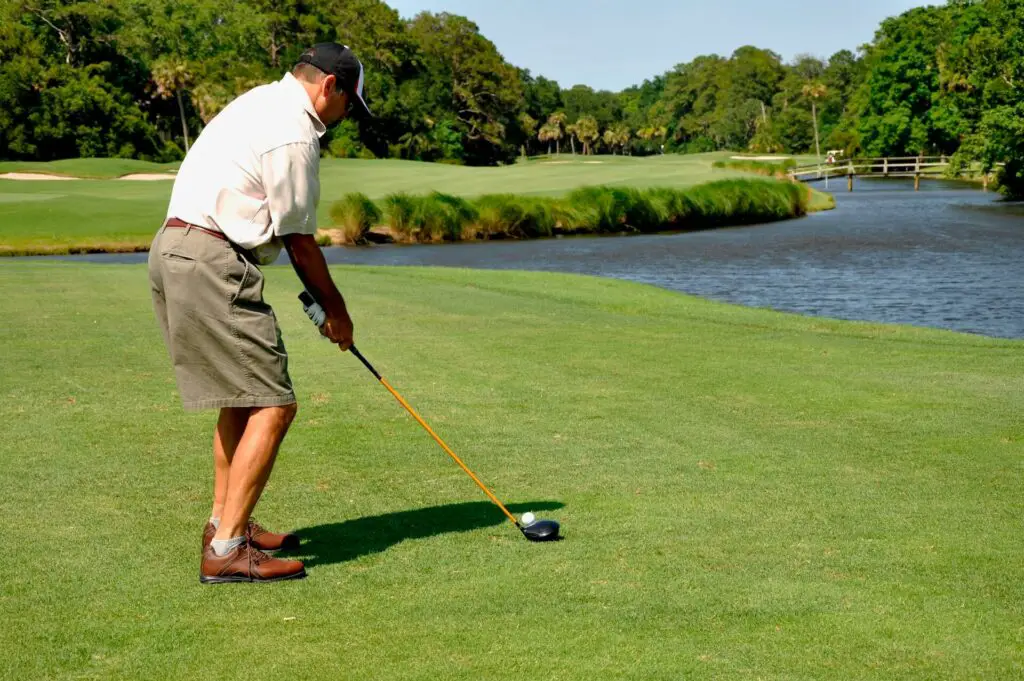 a man playing golf