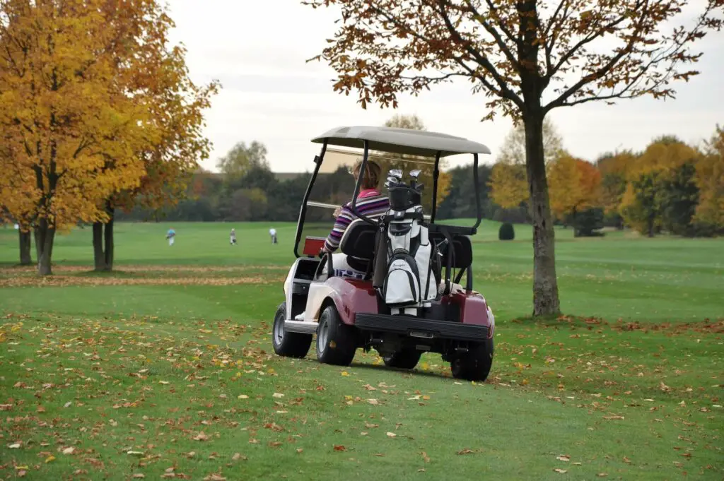 Man driving golf cart  