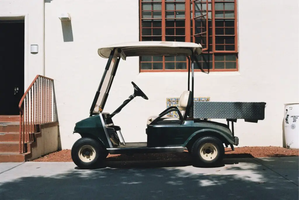 Golf cart on a parking lot