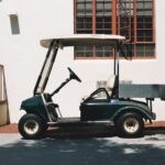 Golf cart on a parking lot