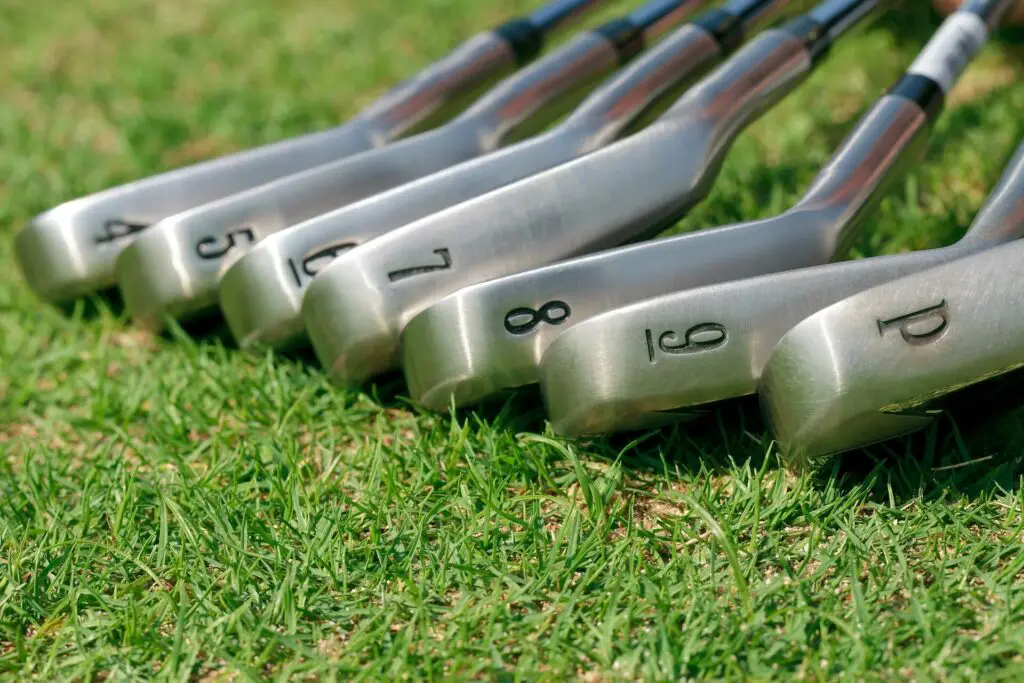 Golf clubs on the grass