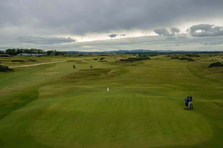 An aerial view of the Old Course at St Andrews