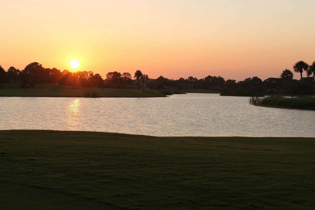 A view of the sunset from a Ponte Vedra golf course