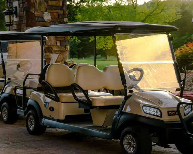 A parked six people golf cart
