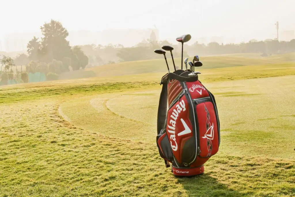 A Callaway staff bag full of clubs