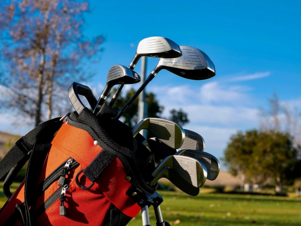 A bag filled with golf clubs