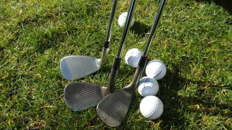Wedges and balls on a golf course