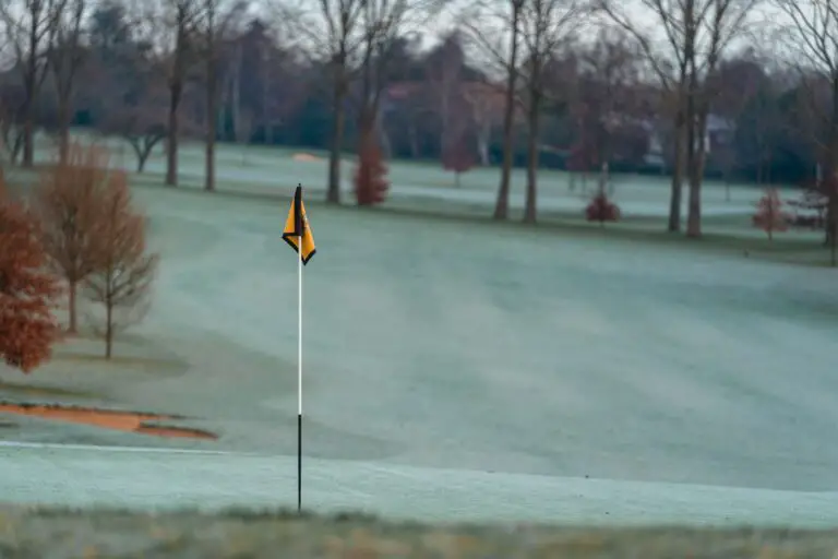 A golf course in cold weather